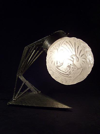 ０３４　ミューラー兄弟　アールデコ　鍛鉄のランプ　ボールとクジャク