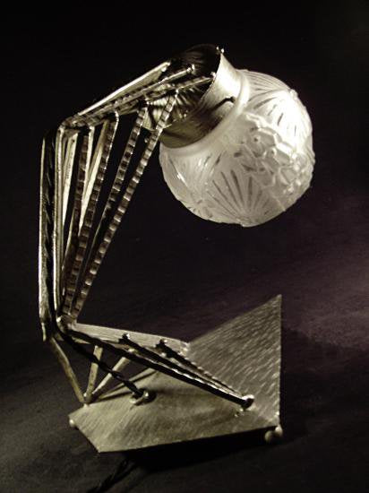 ０３４　ミューラー兄弟　アールデコ　鍛鉄のランプ　ボールとクジャク