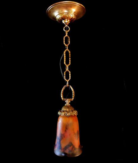 ０３８　ミューラー兄弟　フランス　アールデコ　オレンジのペンダントランプ