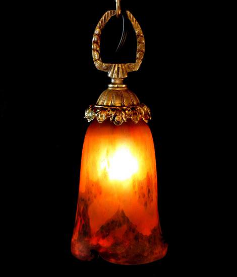 ０３８　ミューラー兄弟　フランス　アールデコ　オレンジのペンダントランプ