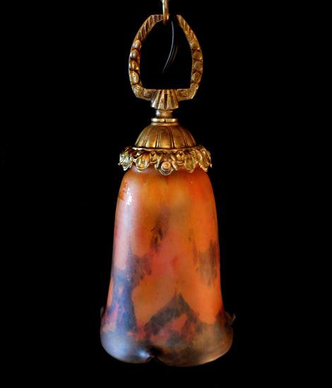 ０３８　ミューラー兄弟　フランス　アールデコ　オレンジのペンダントランプ