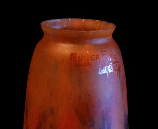 ０３８　ミューラー兄弟　フランス　アールデコ　オレンジのペンダントランプ