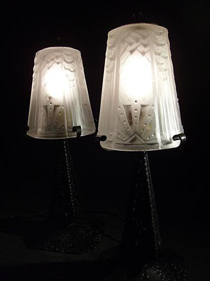 ０４１　ミューラー兄弟　アールデコのペアランプ