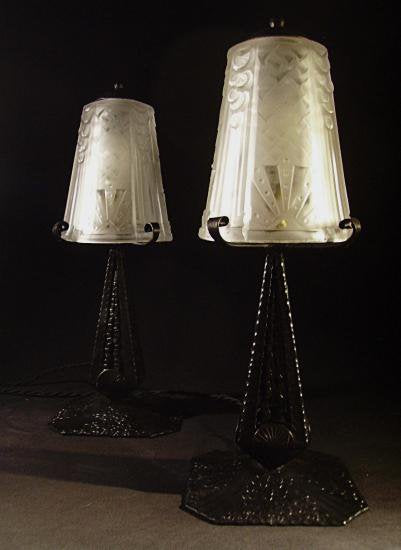 ０４１　ミューラー兄弟　アールデコのペアランプ