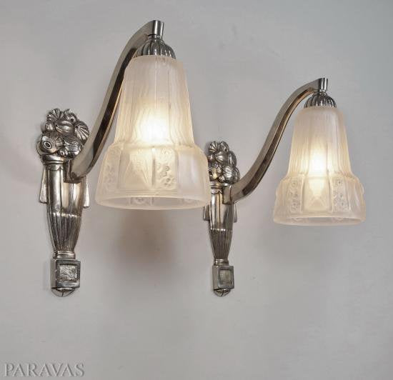 ０４４　フランス　アールデコ　壁掛けランプ　ペア