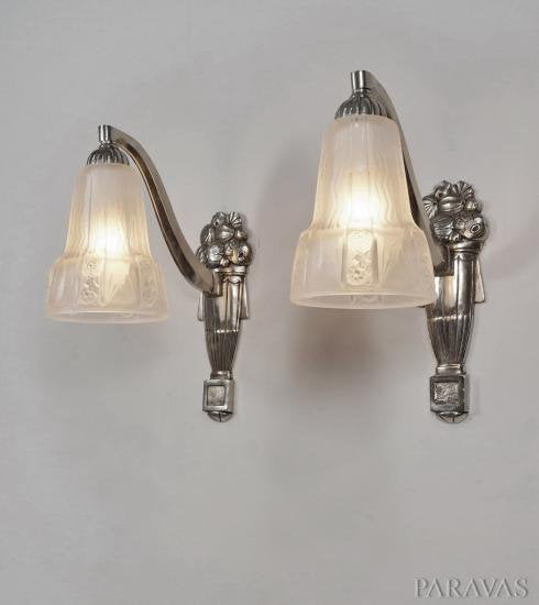 ０４４　フランス　アールデコ　壁掛けランプ　ペア