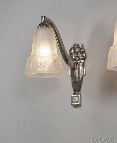 ０４４　フランス　アールデコ　壁掛けランプ　ペア