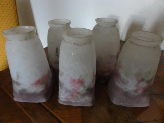 ミューラー兄弟　薄紫のシェードとバラの錬鉄の大きなシャンデリア