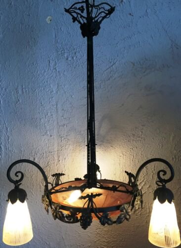 ミューラー兄弟　アールデコ　幾何学文様のシーリングランプ