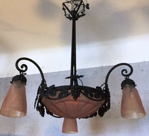 ミューラー兄弟　アールデコ　幾何学文様のシーリングランプ