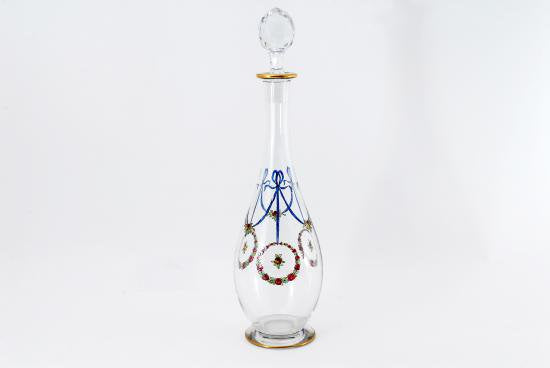 ０４５　アンティークバカラ　薔薇図紋　エナメル彩　デカンタ