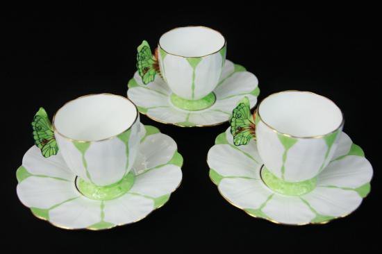 １４４　エインズレイ　コーヒーセット　緑のバタフライ