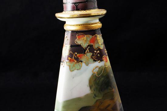 ０８２　オールドニッポン・ノリタケ 湖畔風景画 燭台