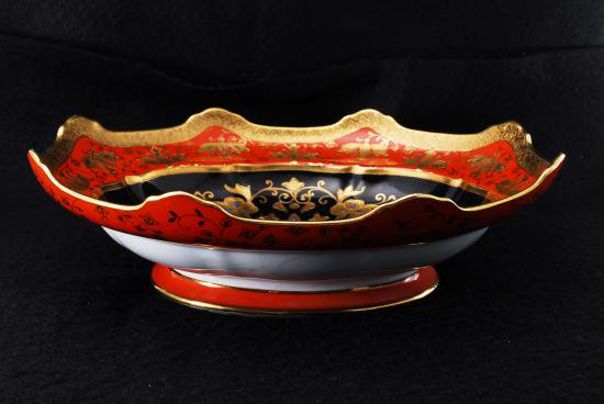 ０９５　オールドノリタケ　金彩ジュエル手彩色花文図ボウル