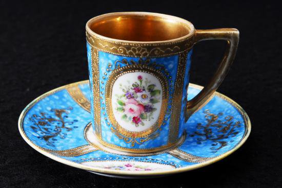 ０９６　オールドノリタケ・金盛花柄 カップ＆ソーサー