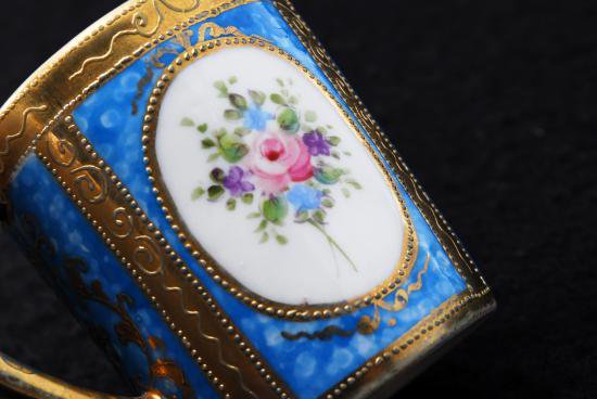 ０９６　オールドノリタケ・金盛花柄 カップ＆ソーサー