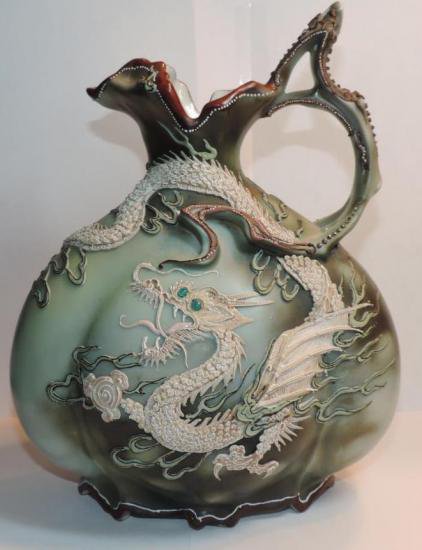 オールドノリタケ 水仙 盛上げ 水差型 花瓶 オールドノリタケ 花瓶