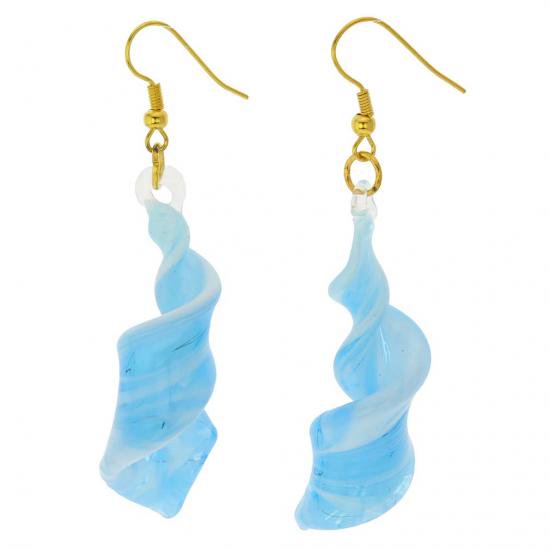 ５６２　ベネチアングラス　ベネチアンマーブルスパイラルピアス