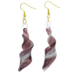 ５６２　ベネチアングラス　ベネチアンマーブルスパイラルピアス