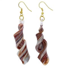 ５６２　ベネチアングラス　ベネチアンマーブルスパイラルピアス