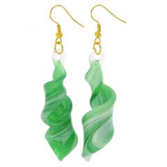 ５６２　ベネチアングラス　ベネチアンマーブルスパイラルピアス