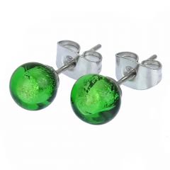 ５６８　ベネチアングラス　ムラノタイニーピアス－アップルグリーン