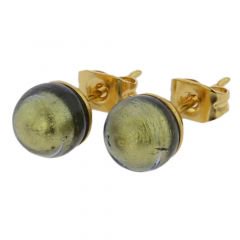 ５６８　ベネチアングラス　ムラノタイニーピアス－アップルグリーン