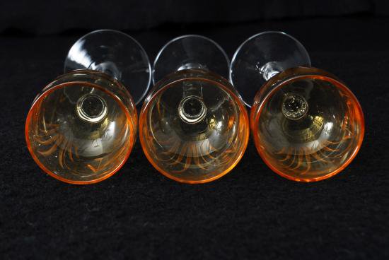 ０５５　アンティークバカラ(baccarat)検 サンルイ 琥珀クリスタル グラス３客セット