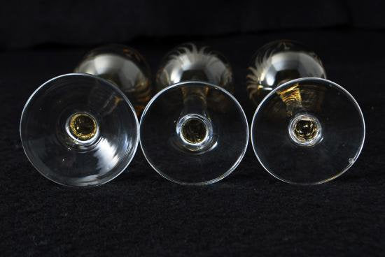 ０５５　アンティークバカラ(baccarat)検 サンルイ 琥珀クリスタル グラス３客セット