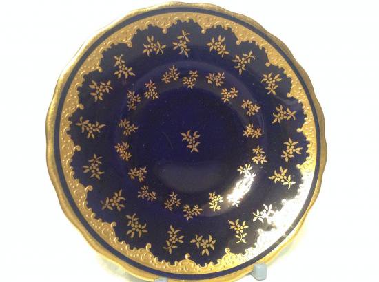 ００６　コールポート　純銀ホルダー付きコバルトブルーとゴールドのカップ＆ソーサー