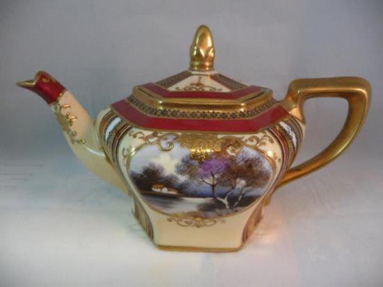 １１４　オールドノリタケ　水辺風景のティーセット　15点