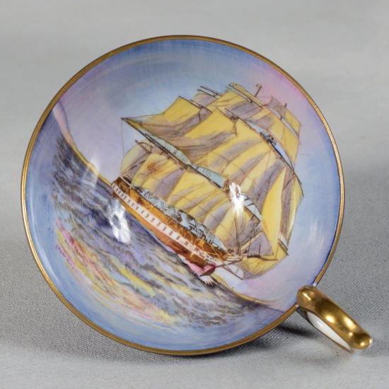 156 エインズレイ 帆船のティーカップ＆ソーサー – アンティーク 