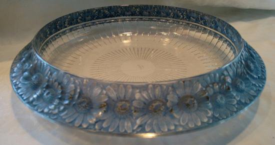 ２８４　ルネ・ラリック　ヒナギク　青色　クリスタルボウル