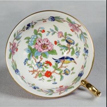 １６４　エインズレイ　アテネ形ペンブロックパターン　ティーカップ＆ソーサー　ピンク