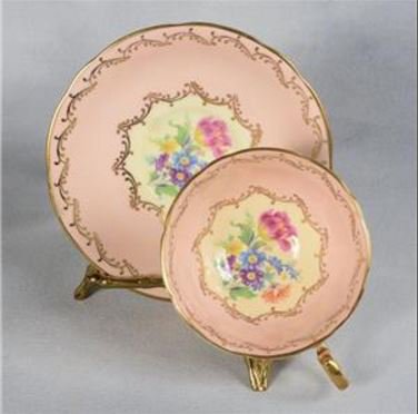 １６５　エインズレイ　花柄のティーカップ＆ソーサー　パステルピンク