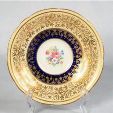 １６６　エインズレイ　ティーカップ＆ソーサー　黄色＆コバルトブルー