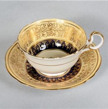 １６６　エインズレイ　ティーカップ＆ソーサー　黄色＆コバルトブルー