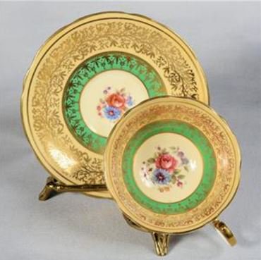 １７１　エインズレイ　花のティーカップ＆ソーサー　黄＆緑