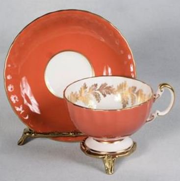 １８２　エインズレイ　お花のティーカップ＆ソーサー　オレンジ色