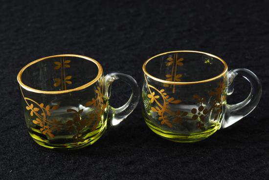 ０６１　バカラ(baccarat)検 サンルイ 金彩草花装飾紋 グラス２客セット