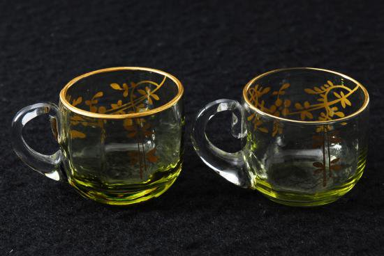 ０６１　バカラ(baccarat)検 サンルイ 金彩草花装飾紋 グラス２客セット