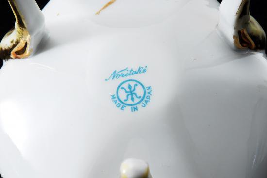 １１６　オールドノリタケ アールヌーボー様式 ラスター彩 燭台＆小物入れセット