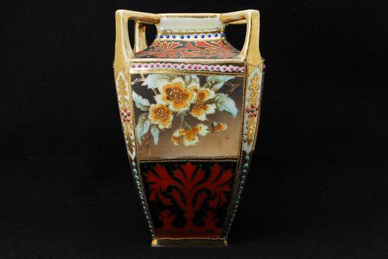１１７　オールドニッポン・ノリタケ　金盛ジュエル花文様 花瓶