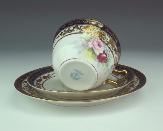 １１９　オールドノリタケ　アール・デコ調　磁器　－手塗りの花3セットー