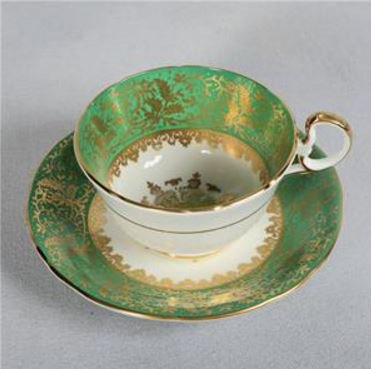 １８６　エインズレイ　ティーカップ＆ソーサー　緑／白