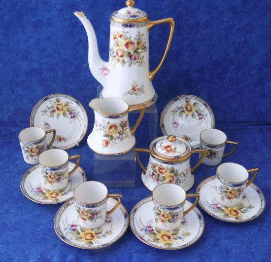 １２４　オールドノリタケ　金彩　薔薇模様のコーヒーセット
