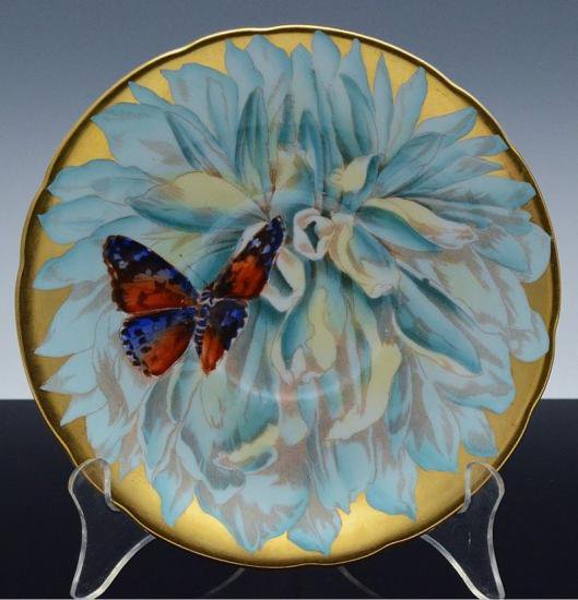 １８７　エインズレイ　青い花と蝶のティーカップ＆ソーサー