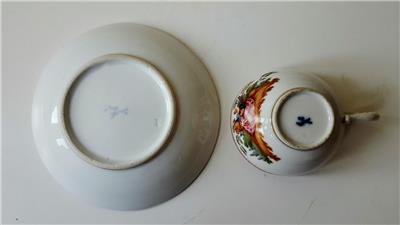 １１４　マイセン　ワトー　アンティーク　キャビネットカップ＆ソーサー　磁器　1770年代