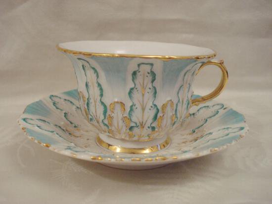 １１５　マイセン　Bフォーム １級品 カップ＆ソーサー　ミントグリーン