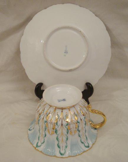 １１５　マイセン　Bフォーム １級品 カップ＆ソーサー　ミントグリーン